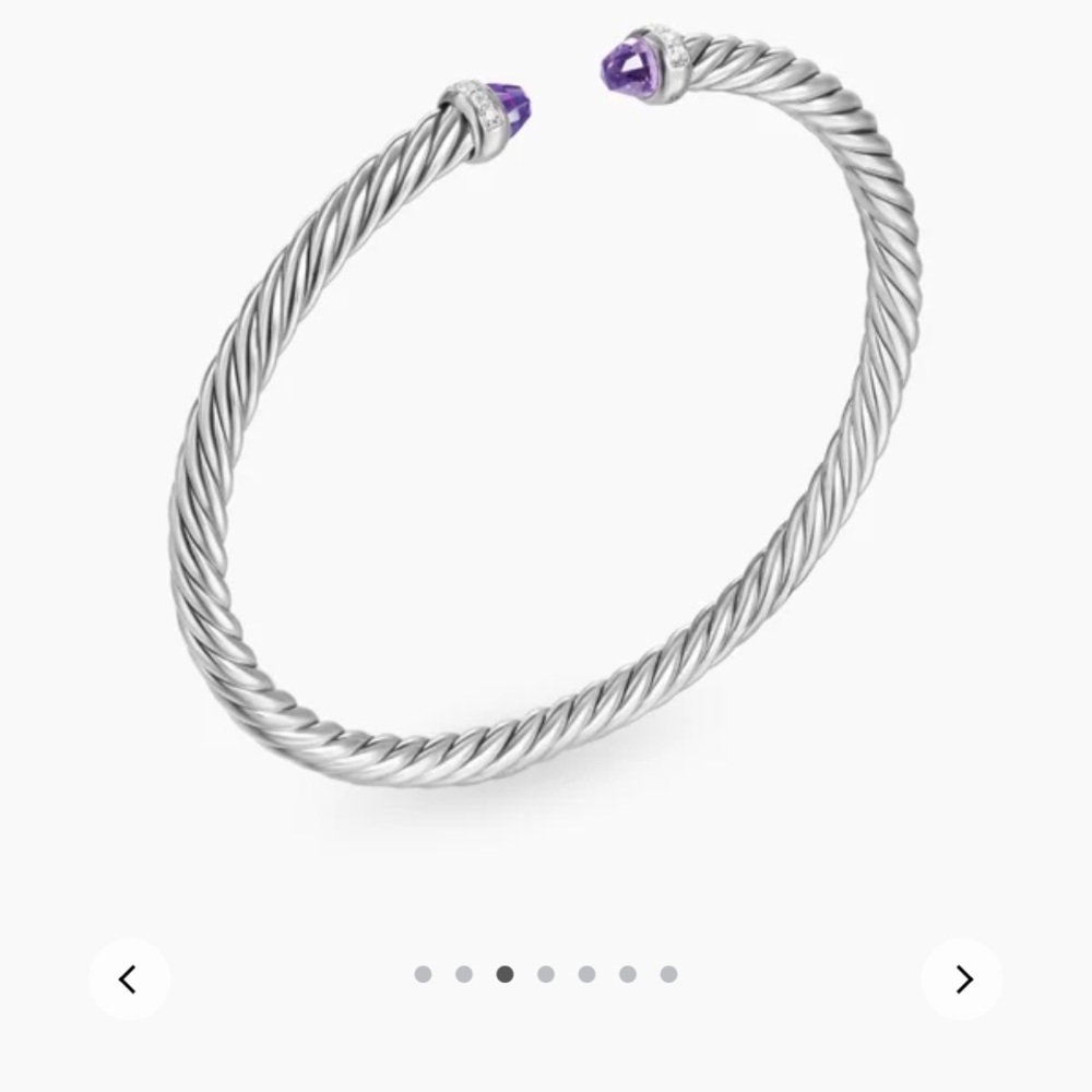 Twisted Silver David Yurman Bracelet with amethyst points.